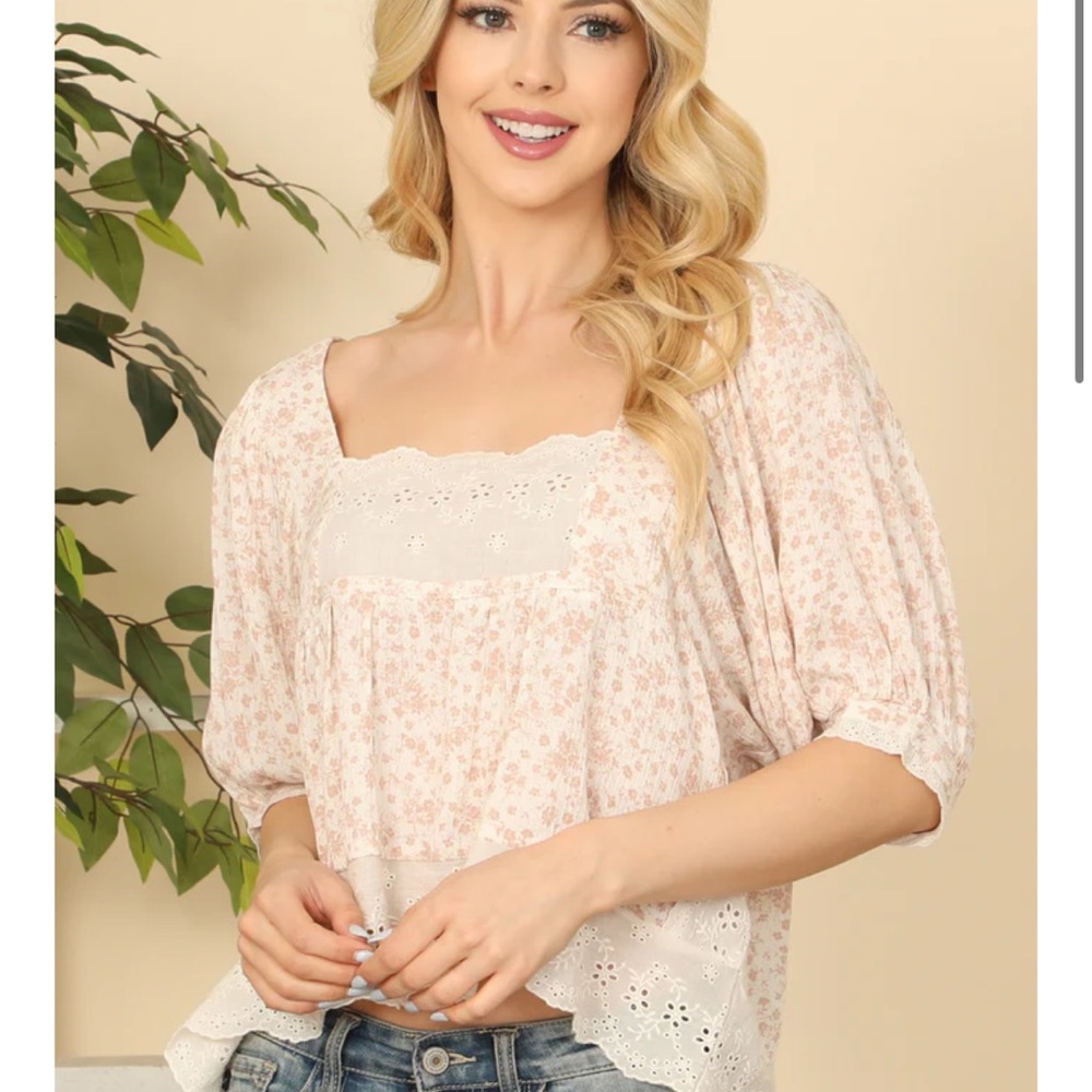 Olivaceous Cream Puff Sleeve Blouse